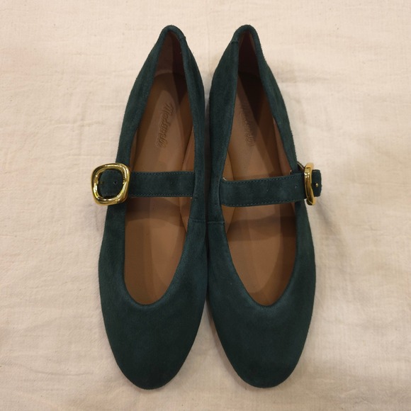 Madewell Shoes - Madewell The Remy Mary Jane Suede Dark Green Flat - Size 7.5 (NU740)